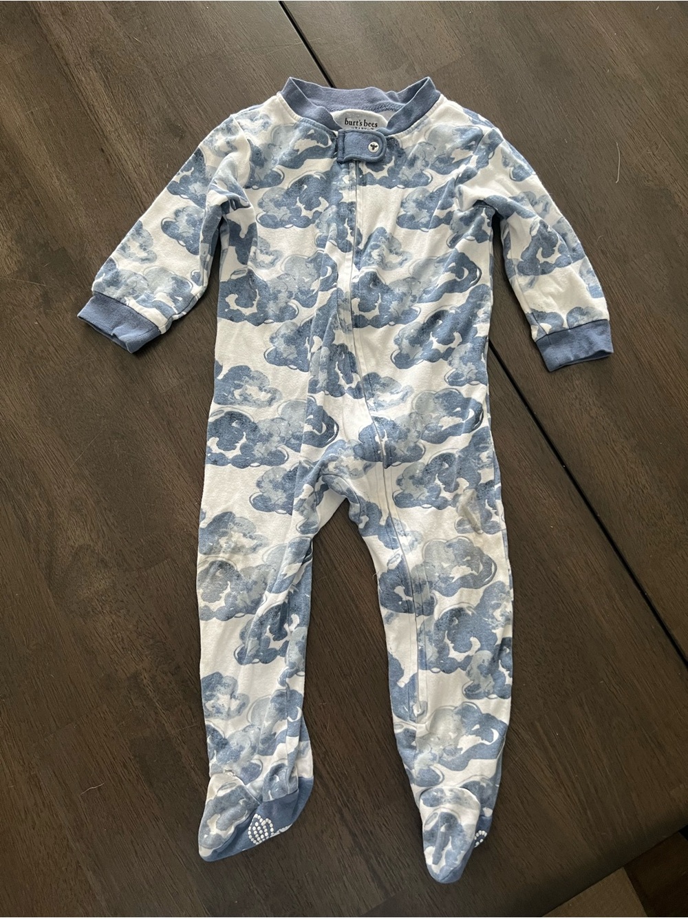 Burt's Bees Blue Cloud-Print Footed One-Piece